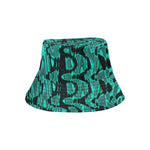 Bucket Hats | Cool Black and Green Abstract Tie Dye Retro Waves