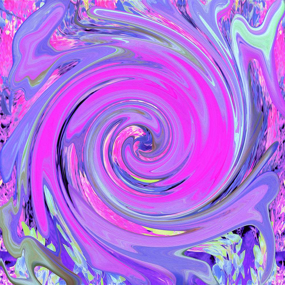 Midi Dress - Colorful Hot Pink and Purple Boho Hippie Swirl