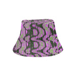 Bucket Hats | Cool Green and Pink Abstract Tie Dye Retro Waves