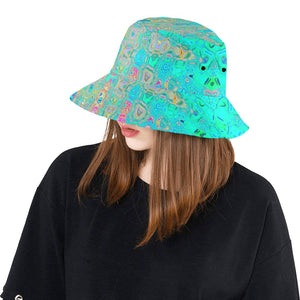 Bucket Hats | Groovy Abstract Retro Rainbow Atomic Waves