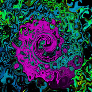 Midi Dress - Bold Magenta Abstract Groovy Liquid Art Swirl