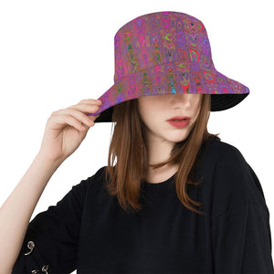 Bucket Hats | Psychedelic Groovy Magenta Retro Atomic Waves