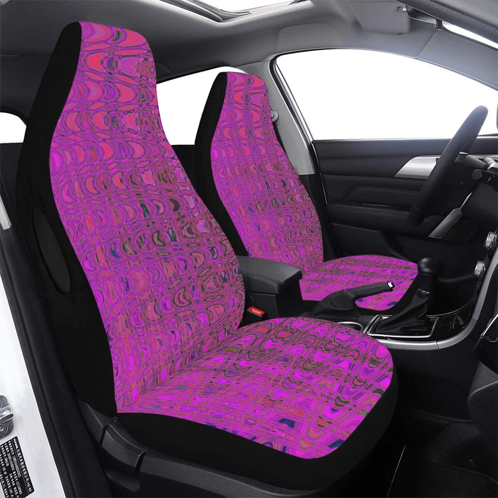 Car Seat Covers | Abstract Magenta Retro Boomerang Waves