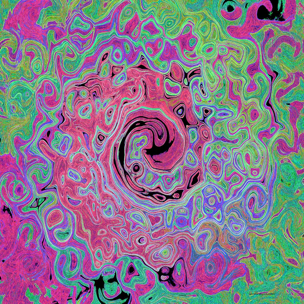 Bucket Hats - Pink and Lime Green Groovy Abstract Retro Swirl