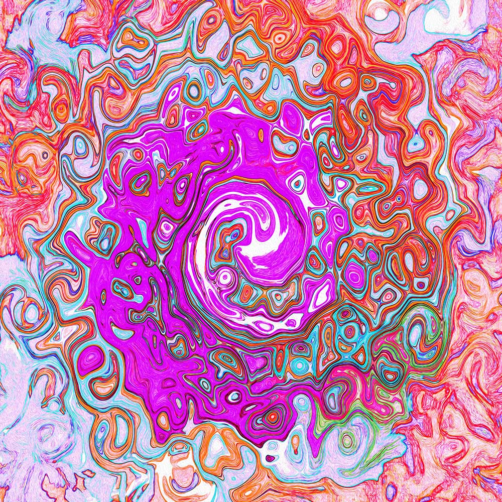 Capri Leggings - Purple and Orange Groovy Abstract Retro Liquid Swirl