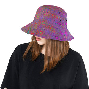 Bucket Hats | Psychedelic Groovy Magenta Retro Atomic Waves