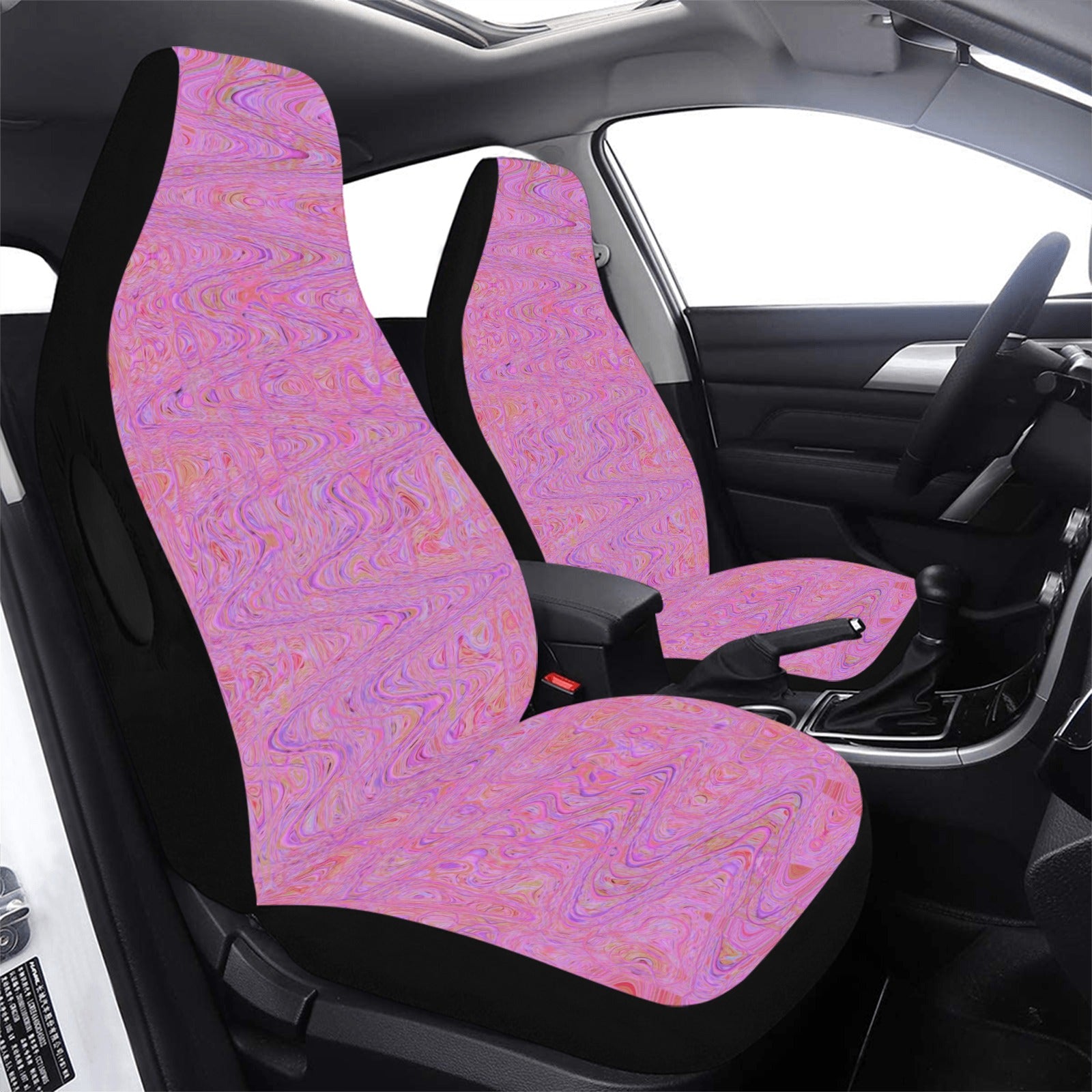 Car Seat Covers | Retro Abstract Pink and Orange Squiggly Lines