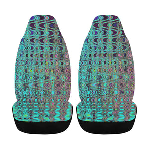 Car Seat Covers | Abstract Kaleidoscopic Aqua Retro Boomerang Waves