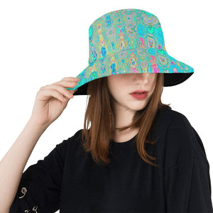 Bucket Hats | Groovy Abstract Retro Rainbow Atomic Waves