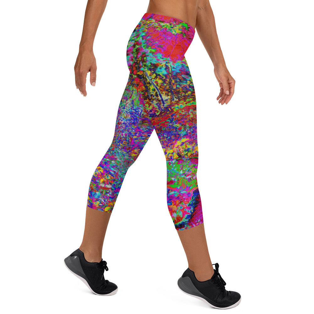 Capri Leggings - Psychedelic Impressionistic Garden Landscape