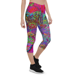 Capri Leggings - Psychedelic Impressionistic Garden Landscape