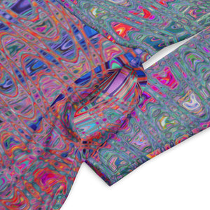 Midi Dress | Abstract Kaleidoscopic Retro Boomerang Waves