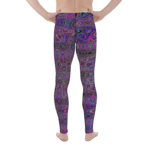 Men's Leggings | Retro Abstract Magenta and Blue Squiggly Lines