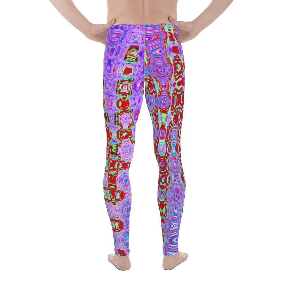 Men's Leggings | Wavy Abstract Red and Purple Retro Mosaic Zigzags