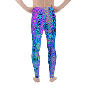 Men's Leggings | Wavy Abstract Purple and Blue Retro Mosaic Zigzags