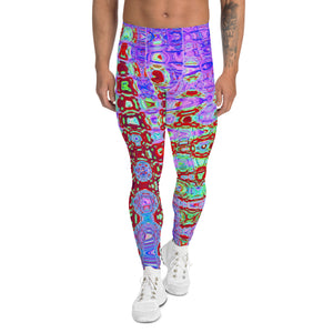 Men's Leggings | Wavy Abstract Red and Purple Retro Mosaic Zigzags