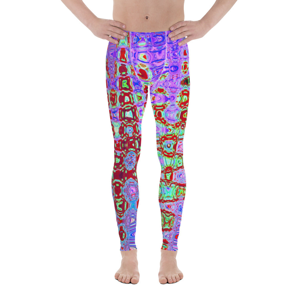 Men's Leggings | Wavy Abstract Red and Purple Retro Mosaic Zigzags