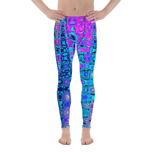 Men's Leggings | Wavy Abstract Purple and Blue Retro Mosaic Zigzags