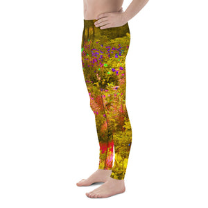 Men's Leggings - Cool Golden Panoramic Garden Flowers View