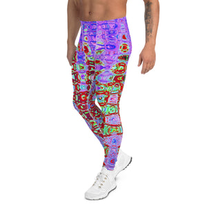 Men's Leggings | Wavy Abstract Red and Purple Retro Mosaic Zigzags