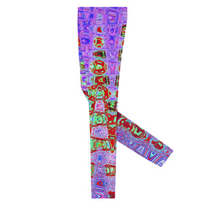 Men's Leggings | Wavy Abstract Red and Purple Retro Mosaic Zigzags