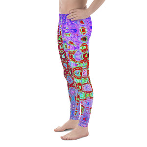 Men's Leggings | Wavy Abstract Red and Purple Retro Mosaic Zigzags