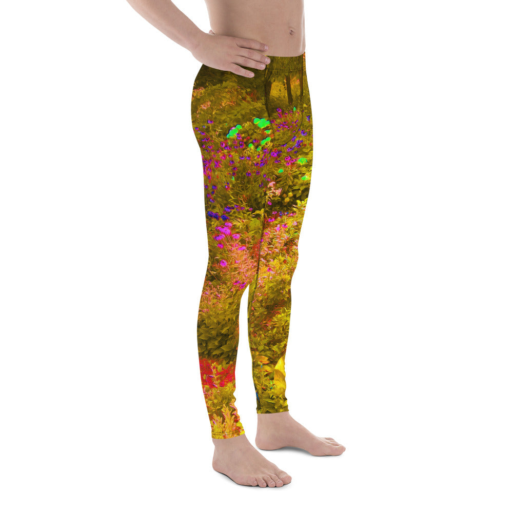 Men's Leggings - Cool Golden Panoramic Garden Flowers View