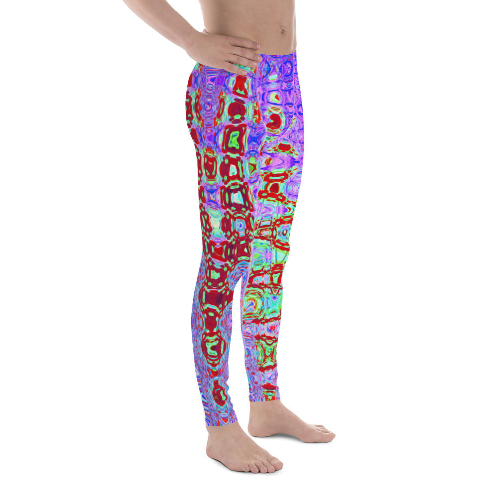 Men's Leggings | Wavy Abstract Red and Purple Retro Mosaic Zigzags