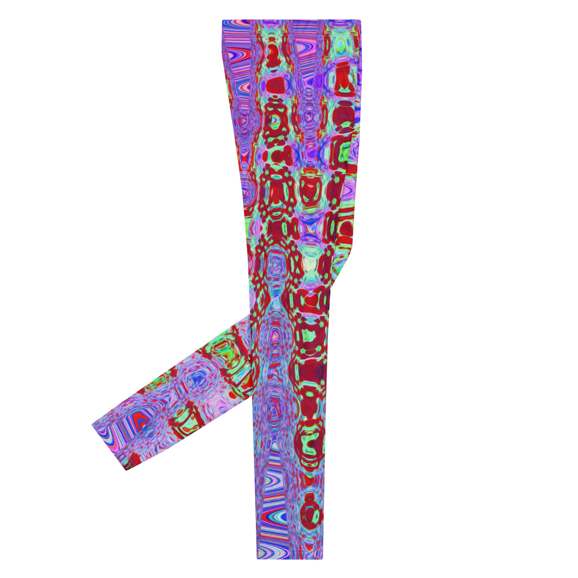 Men's Leggings | Wavy Abstract Red and Purple Retro Mosaic Zigzags