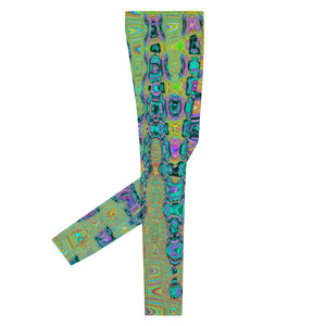 Men's Leggings | Wavy Abstract Blue and Yellow Retro Mosaic Zigzags