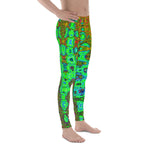 Men's Leggings | Wavy Abstract Lime Green Retro Mosaic Zigzags
