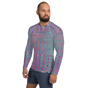 Men's Athletic Rash Guard Shirt | Abstract Kaleidoscopic Retro Boomerang Waves