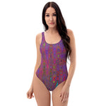 One Piece Swimsuits | Psychedelic Groovy Magenta Retro Atomic Waves
