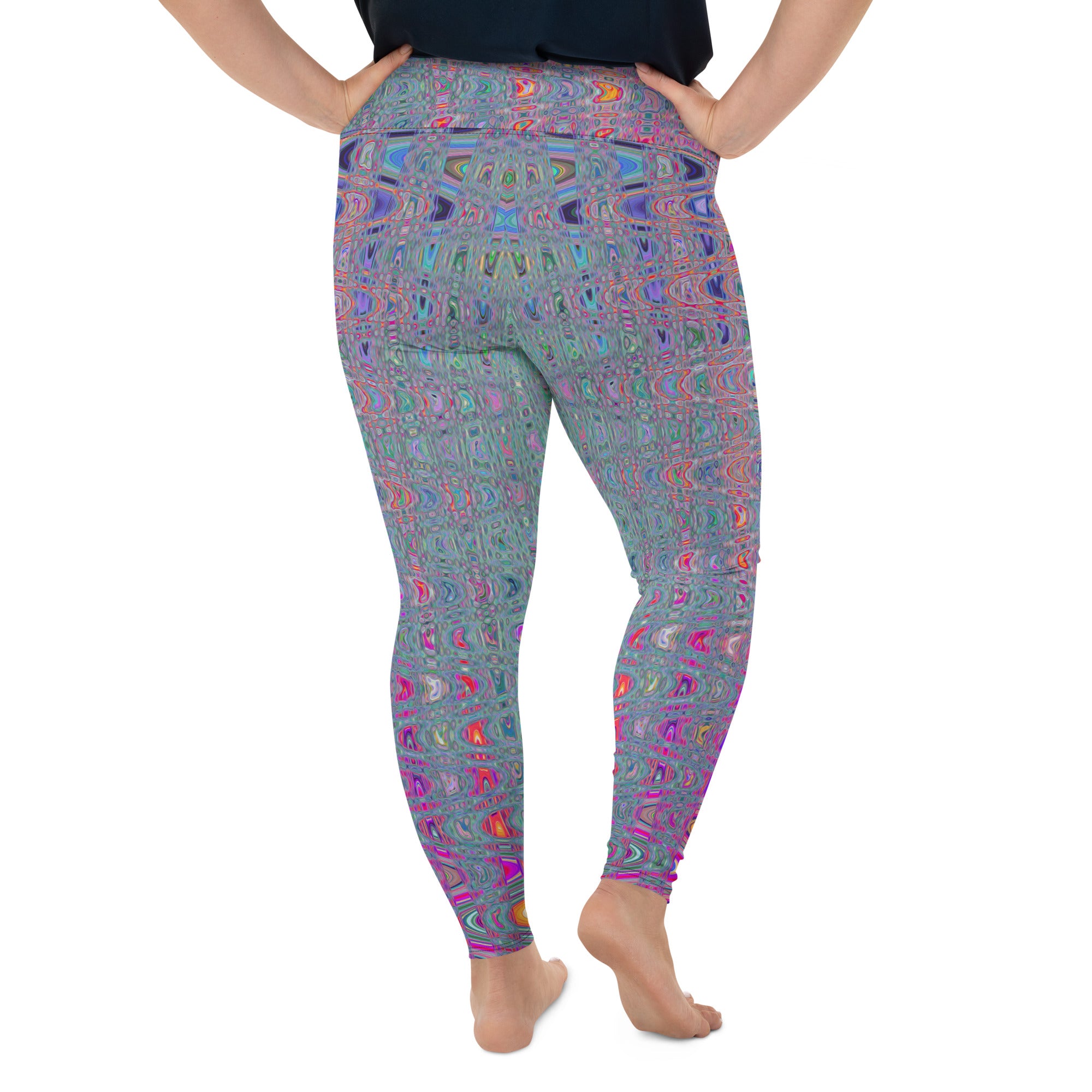 Plus Size Leggings | Abstract Kaleidoscopic Retro Boomerang Waves