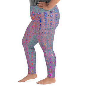 Plus Size Leggings | Abstract Kaleidoscopic Retro Boomerang Waves