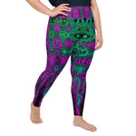 Plus Size Leggings | Bold Magenta Abstract Groovy Atomic Waves