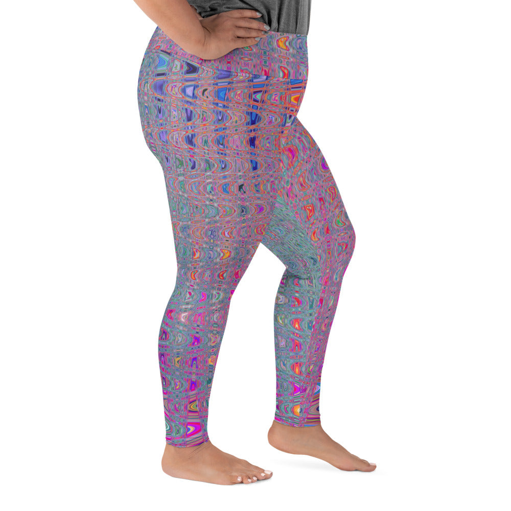 Plus Size Leggings | Abstract Kaleidoscopic Retro Boomerang Waves