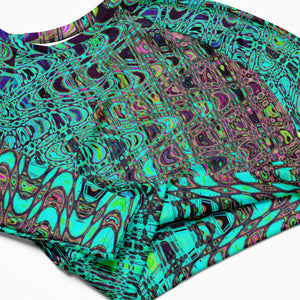 Long Sleeve Crop Top | Abstract Kaleidoscopic Aqua Retro Boomerang Waves