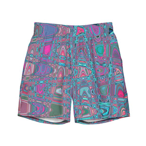 Men's Swim Trunks | Cool Abstract Blue and Magenta Retro Zigzag Waves