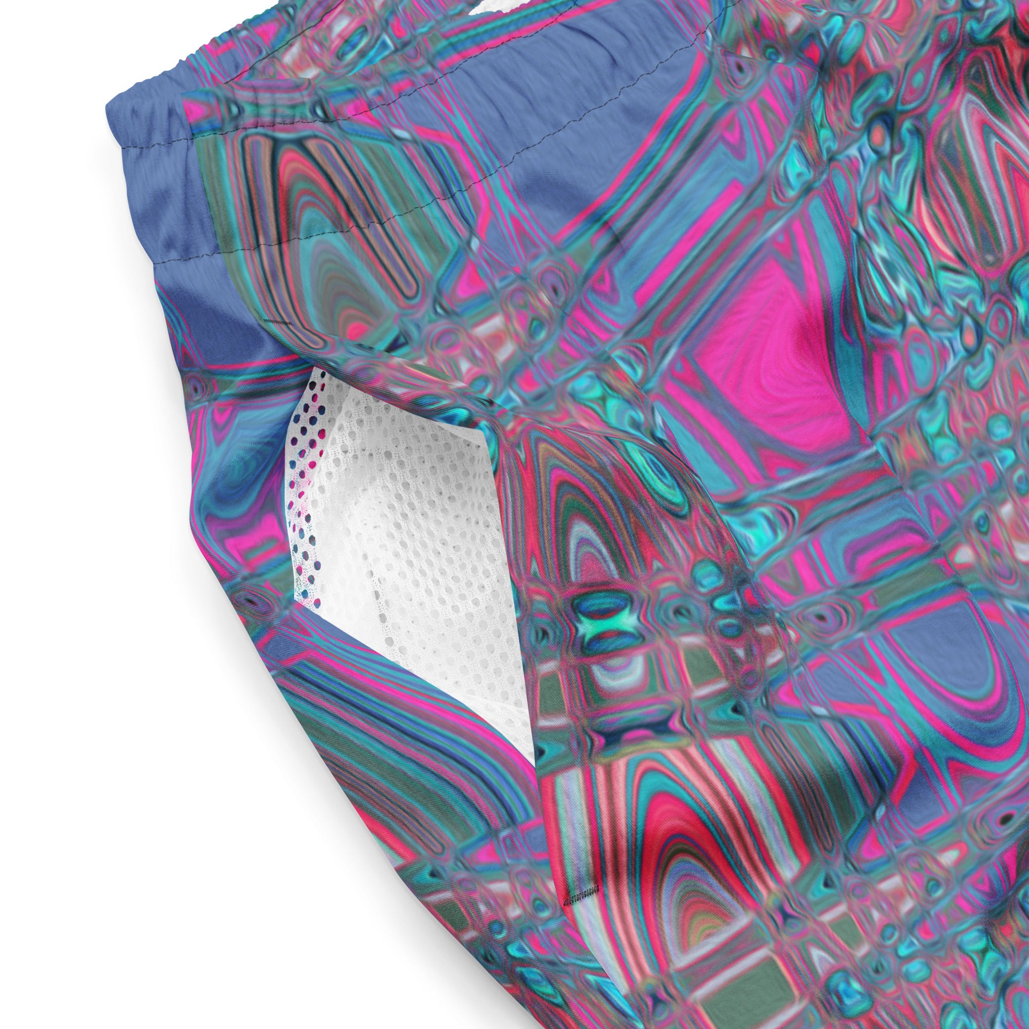Men's Swim Trunks | Cool Abstract Blue and Magenta Retro Zigzag Waves