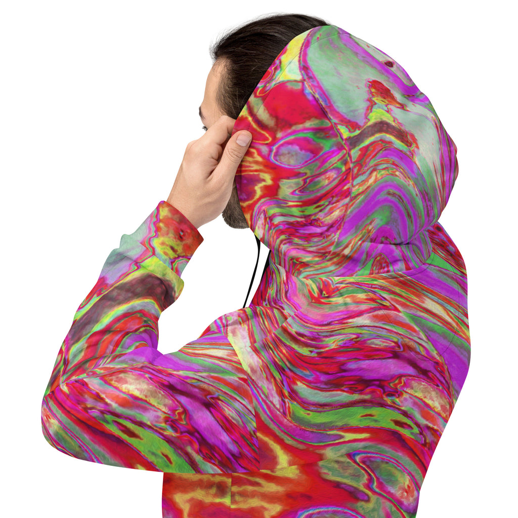 Unisex Hoodie | Cool Abstract Magenta and Red Groovy Retro