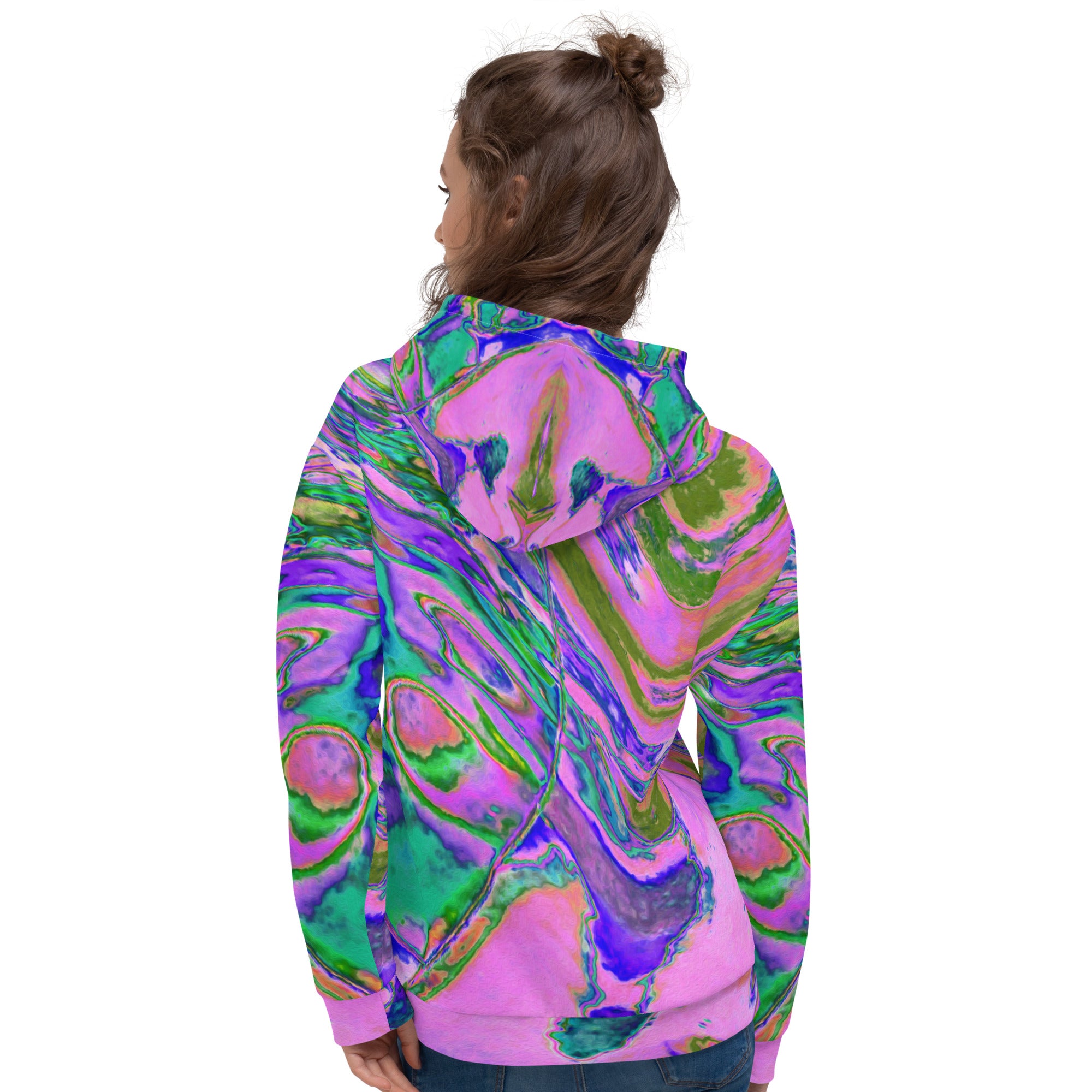 Unisex Hoodie | Cool Abstract Chartreuse and Hot Pink Groovy Retro