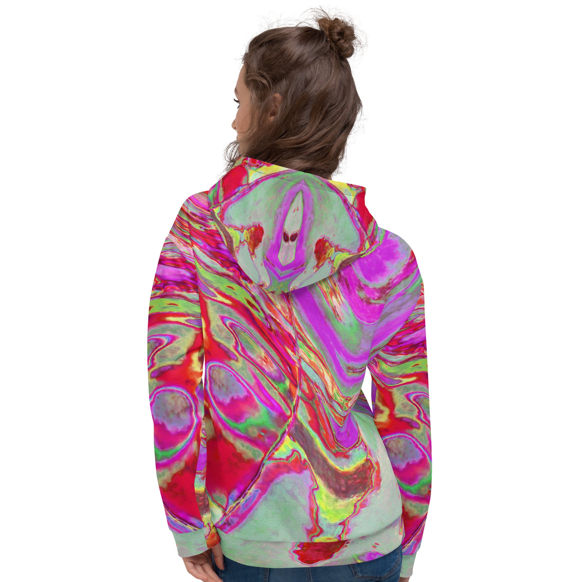 Unisex Hoodie | Cool Abstract Magenta and Red Groovy Retro