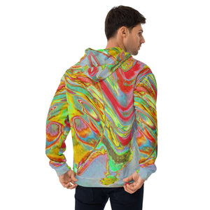 Unisex Hoodie | Cool Abstract Yellow and Red Groovy Retro