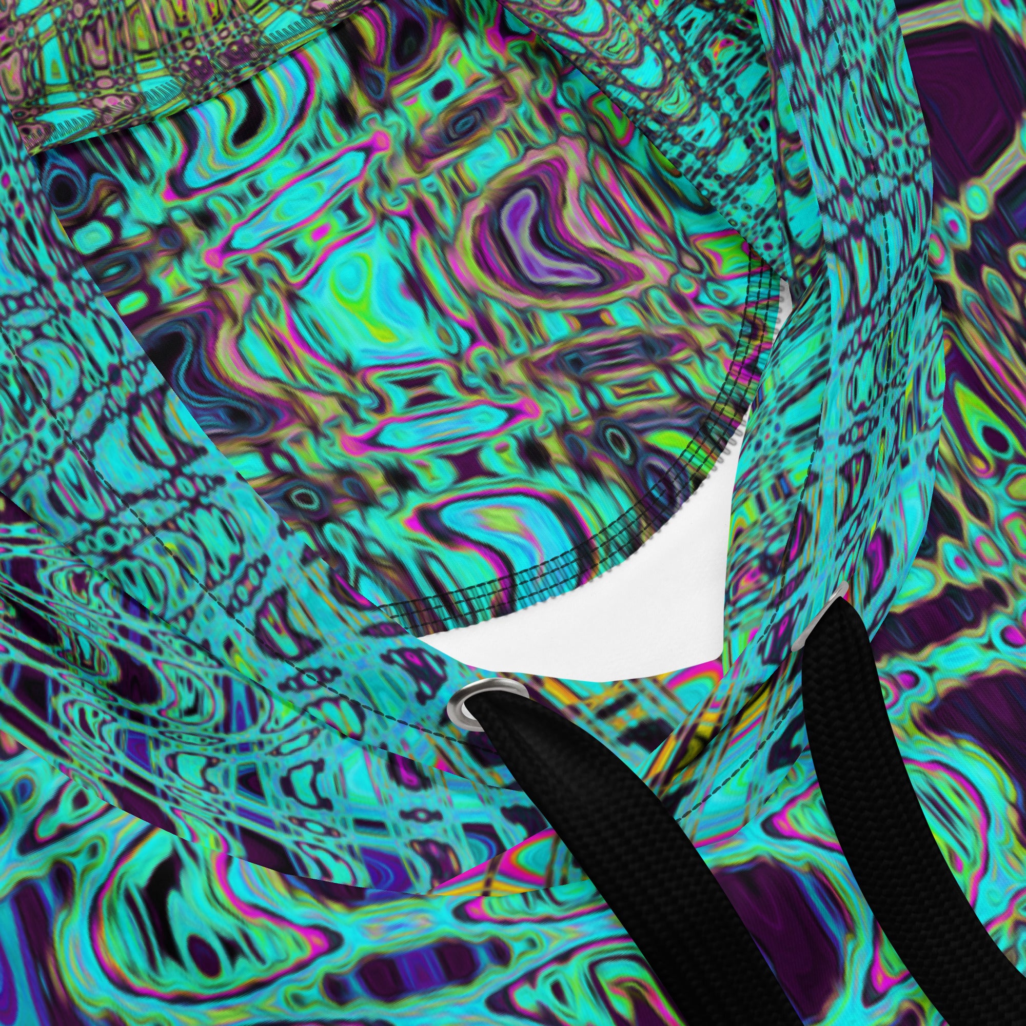 Unisex Hoodie | Abstract Kaleidoscopic Aqua Retro Boomerang Waves