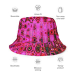 Reversible Bucket Hat | Cool Abstract Pink and Black Atomic Retro Zigzags