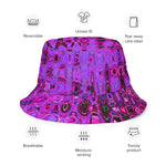 Reversible Bucket Hat | Cool Abstract Purple and Black Atomic Retro Zigzags