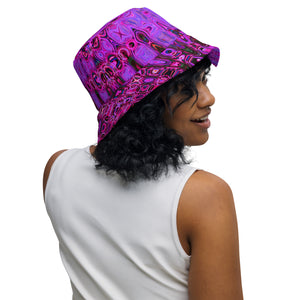 Reversible Bucket Hat | Cool Abstract Purple and Black Atomic Retro Zigzags