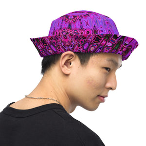 Reversible Bucket Hat | Cool Abstract Purple and Black Atomic Retro Zigzags