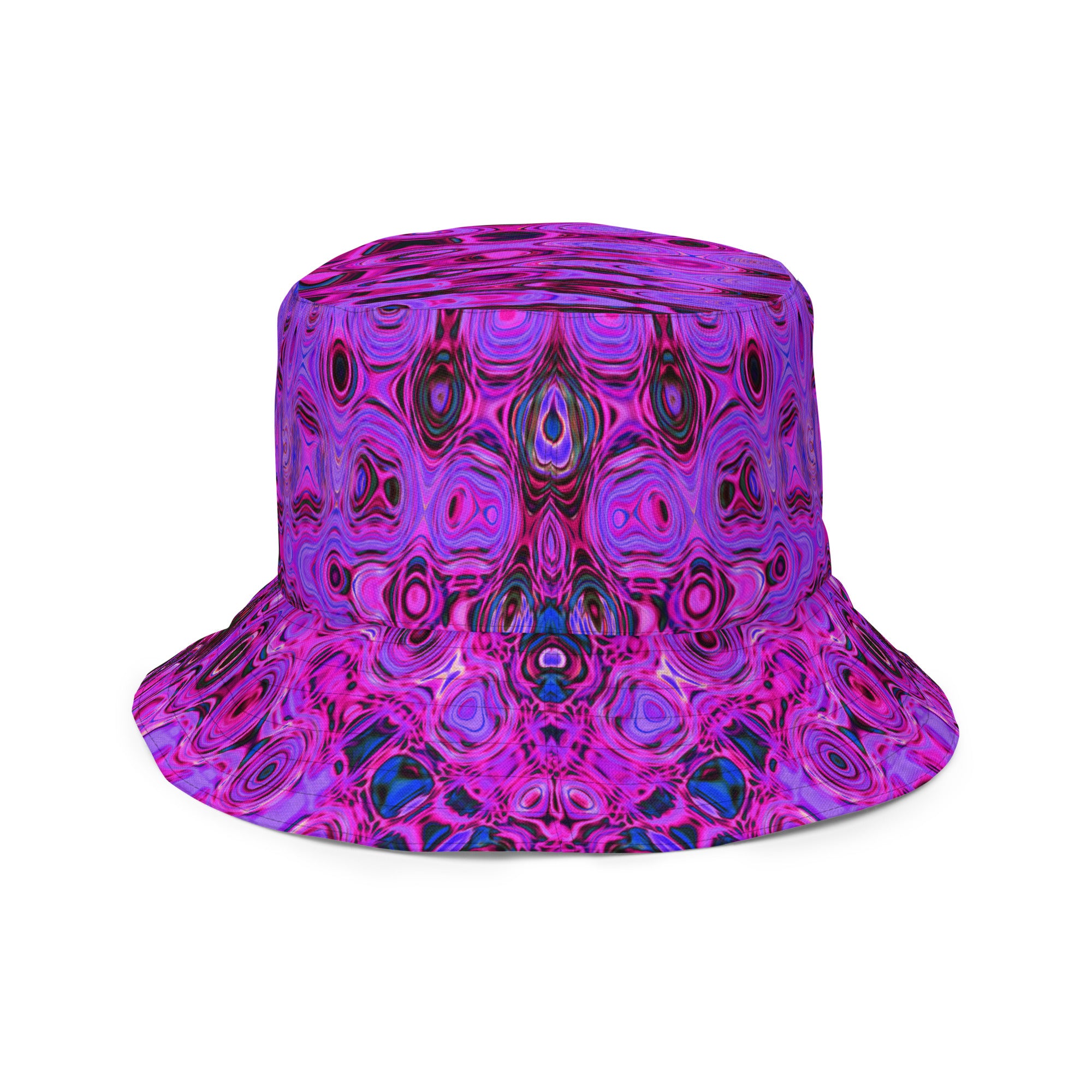 Reversible Bucket Hat | Cool Abstract Purple and Black Atomic Retro Zigzags